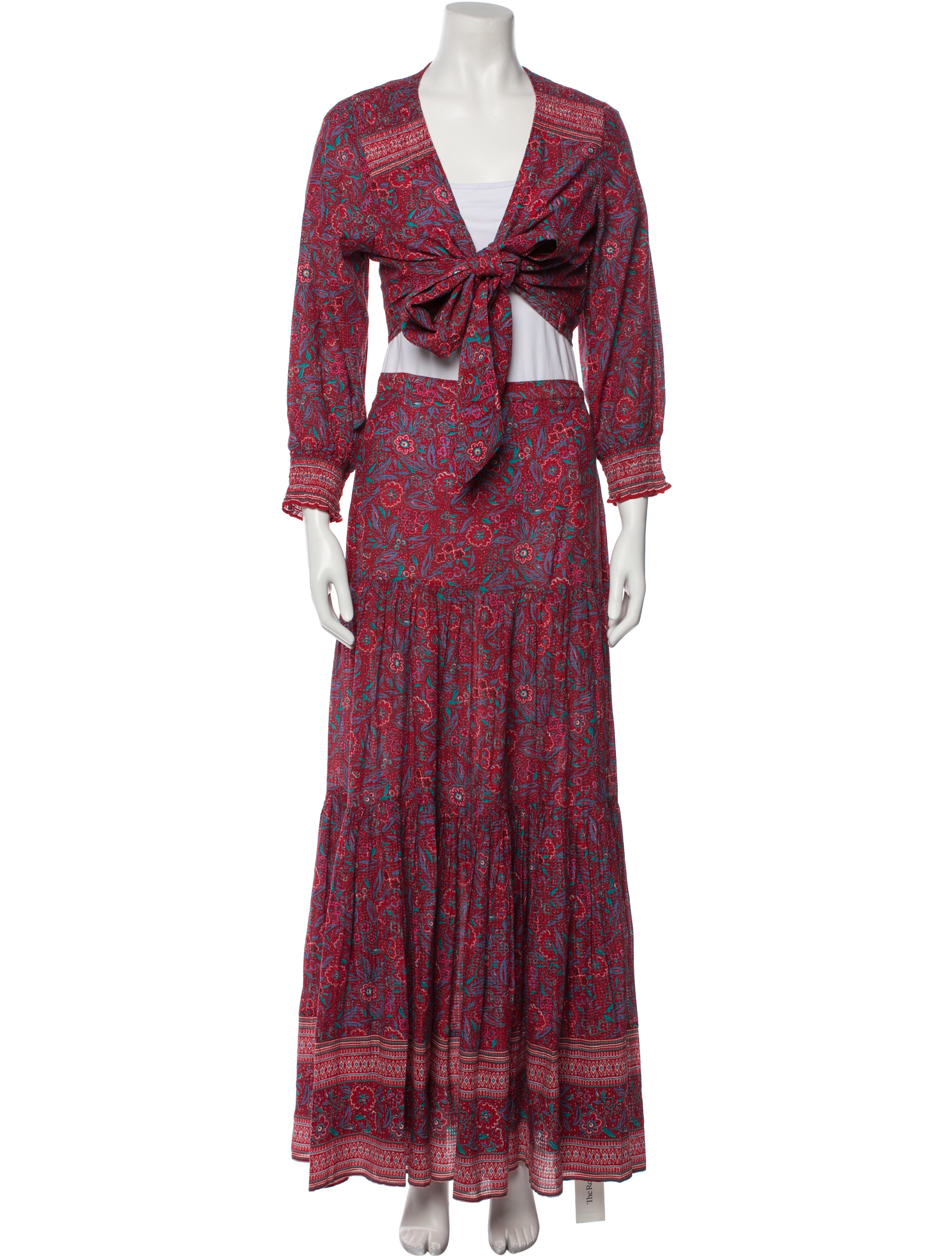 Veronica Beard Floral Print Ruffle Embellishment Skirt Set