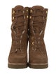 Veronica Beard Suede Fur Trim Lace-Up Boots