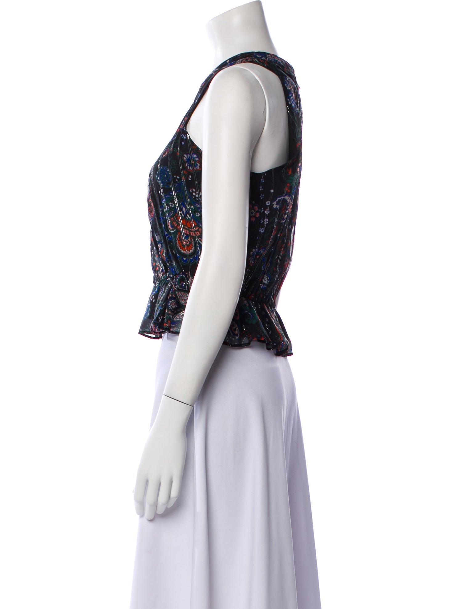 Veronica Beard Silk Floral Print Crop Top