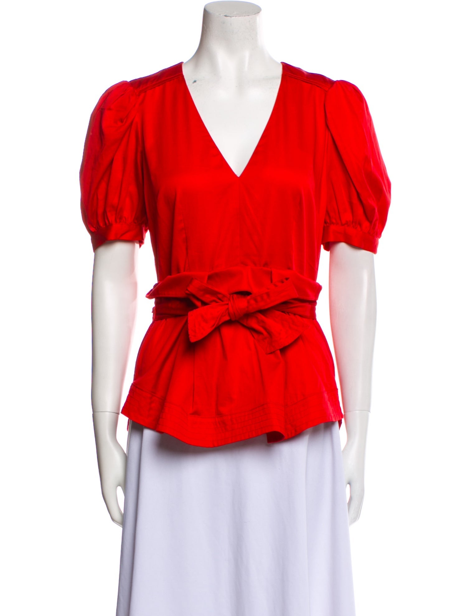 Veronica Beard V-Neck Short Sleeve Blouse