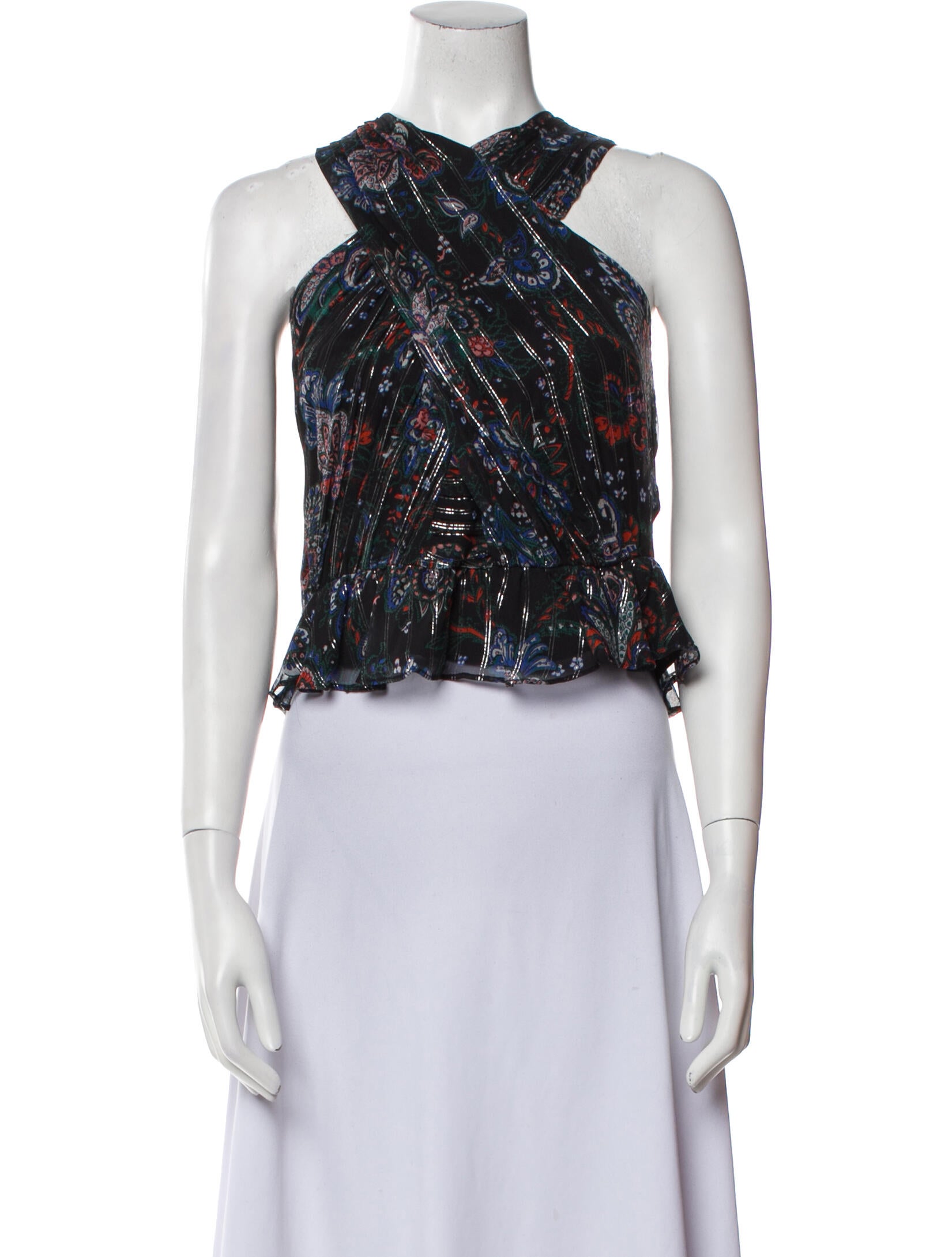 Veronica Beard Silk Floral Print Crop Top