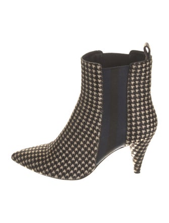 Veronica Beard Fur Houndstooth Print Chelsea Boots