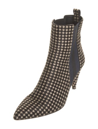Veronica Beard Fur Houndstooth Print Chelsea Boots