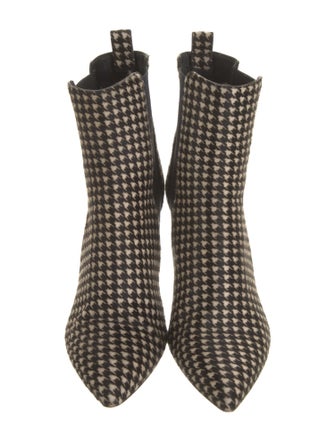 Veronica Beard Fur Houndstooth Print Chelsea Boots