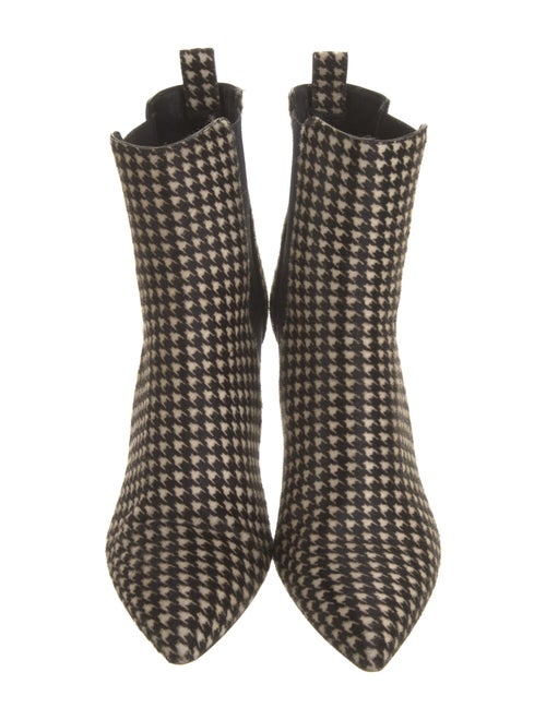 Veronica Beard Fur Houndstooth Print Chelsea Boots