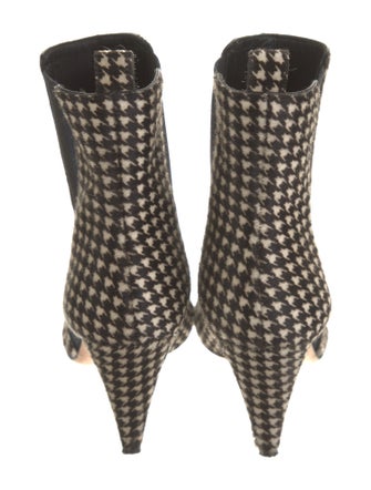 Veronica Beard Fur Houndstooth Print Chelsea Boots
