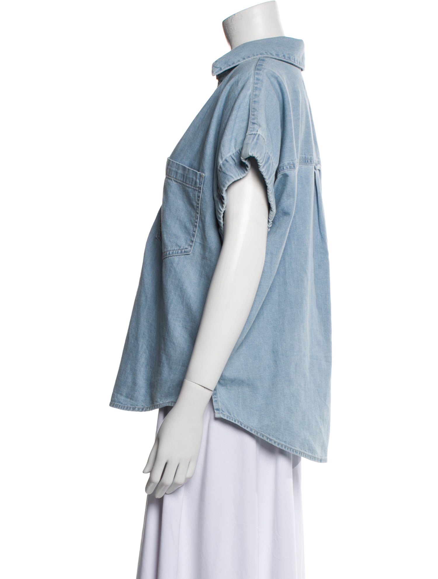 Veronica Beard V-Neck Short Sleeve Button-Up Top w/ Tags