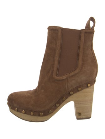 Veronica Beard Suede Studded Accents Chelsea Boots