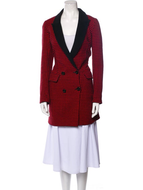 Veronica Beard Wool Houndstooth Print Peacoat