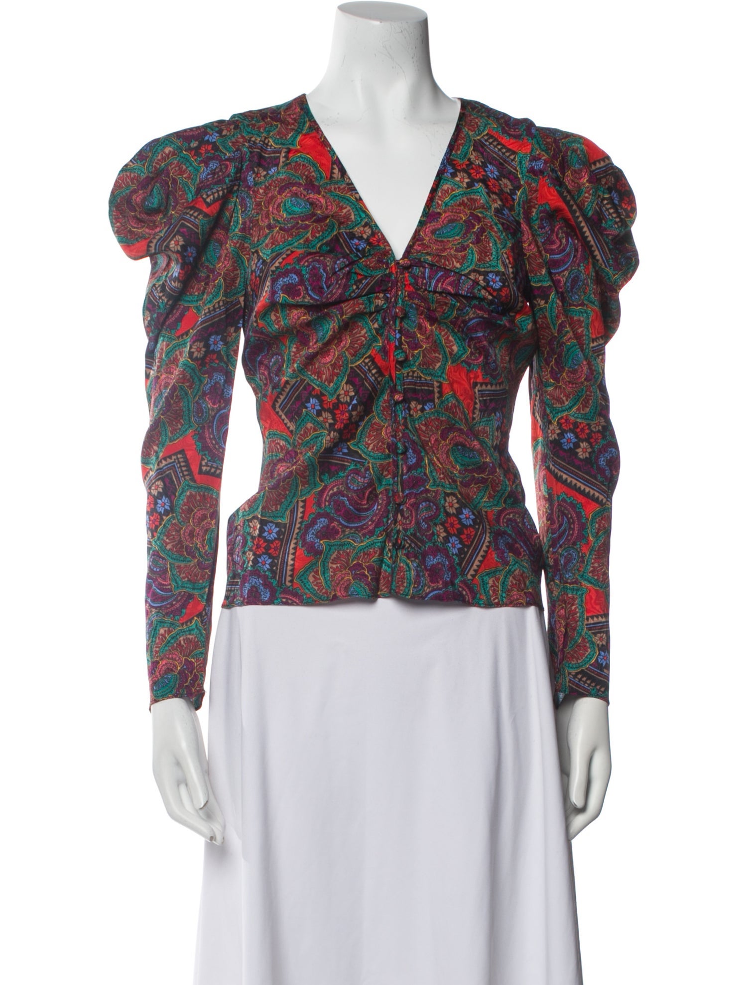 Veronica Beard Printed V-Neck Blouse w/ Tags
