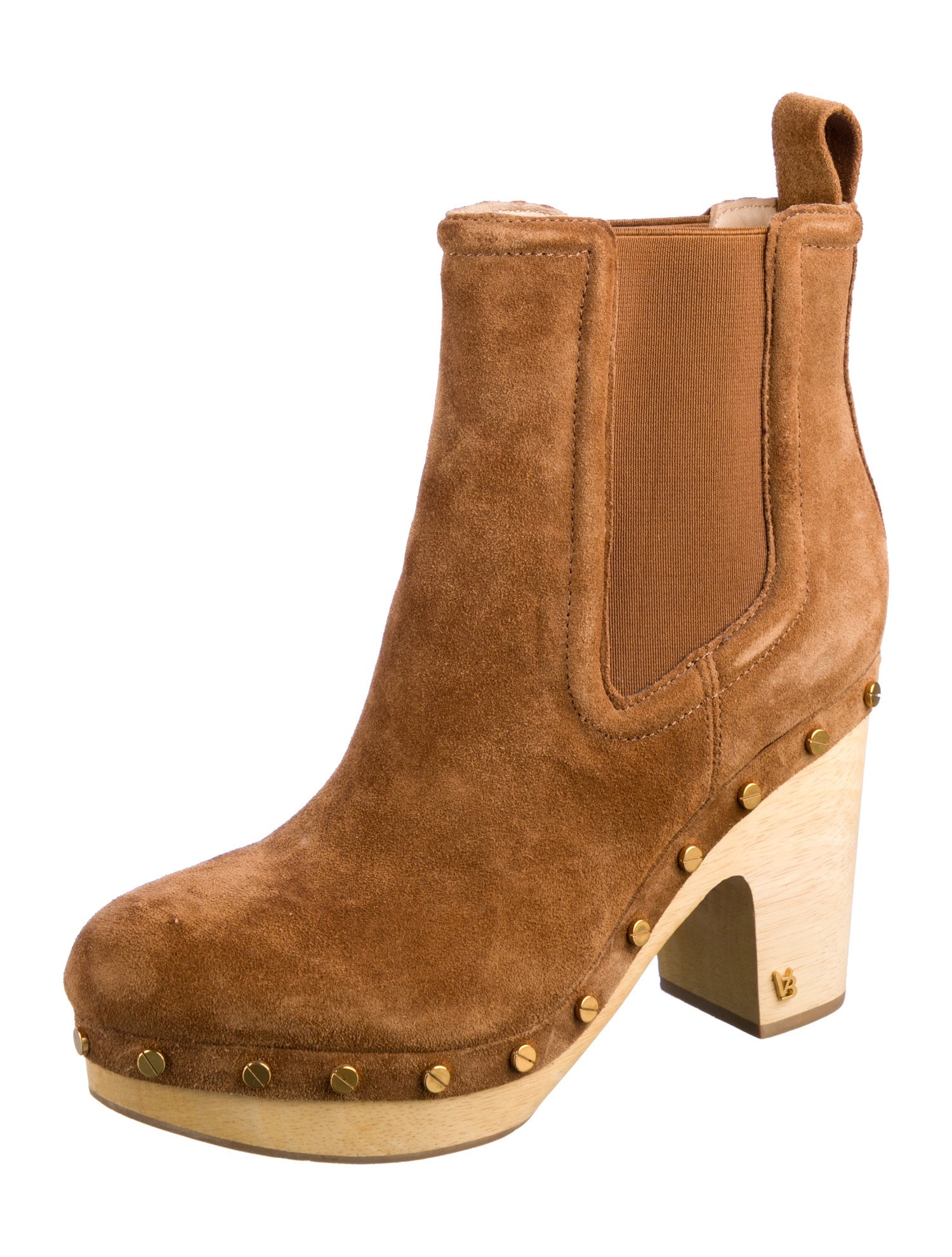 Veronica Beard Suede Studded Accents Chelsea Boots