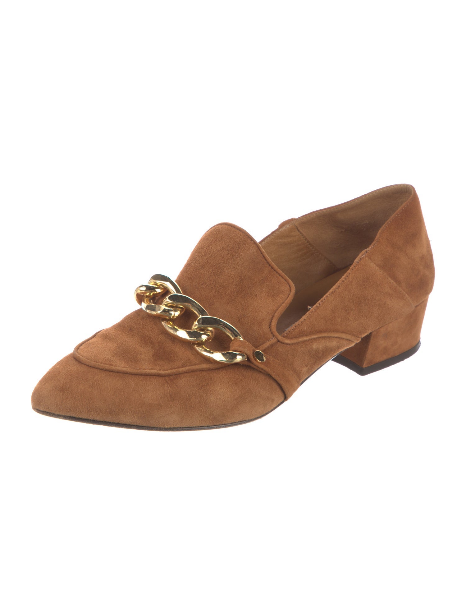 Veronica Beard Suede Chain-Link Accents Mules