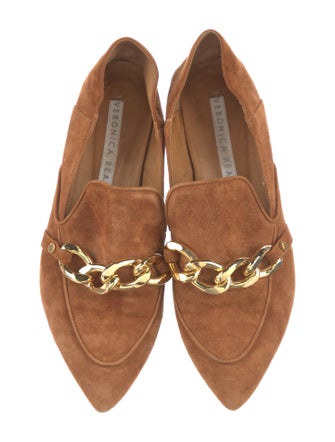 Veronica Beard Suede Chain-Link Accents Mules