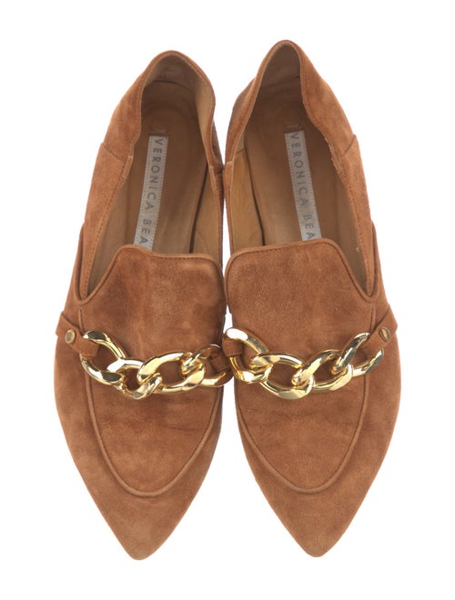 Veronica Beard Suede Chain-Link Accents Mules