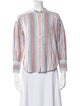 Veronica Beard Striped Mock Neck Button-Up Top