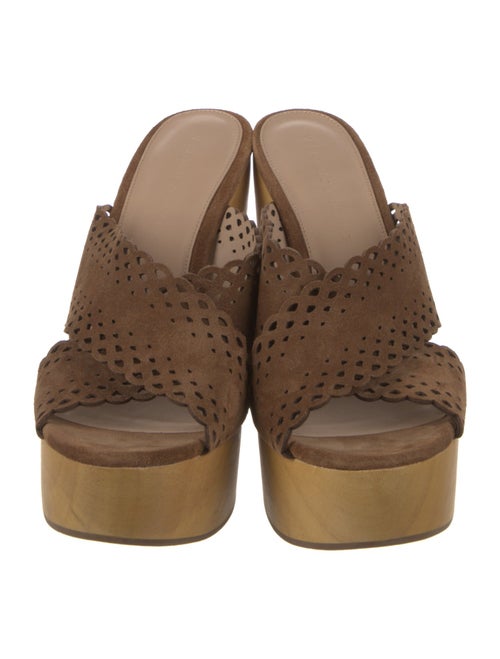 Veronica Beard Suede Lasercut Accents Slides