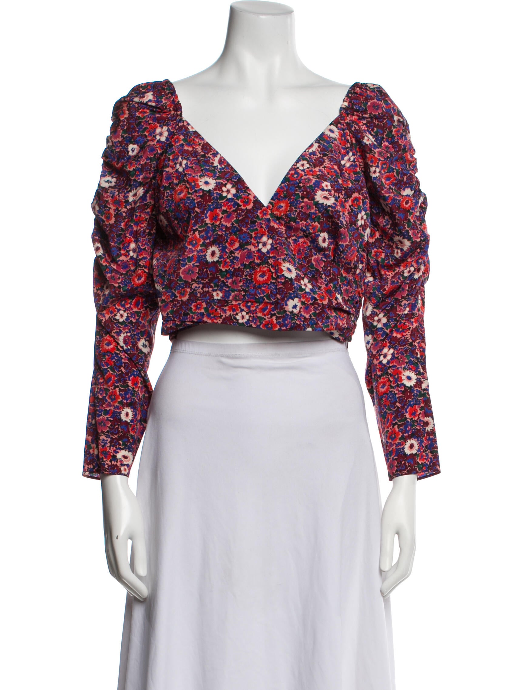 Veronica Beard Silk Floral Print Crop Top