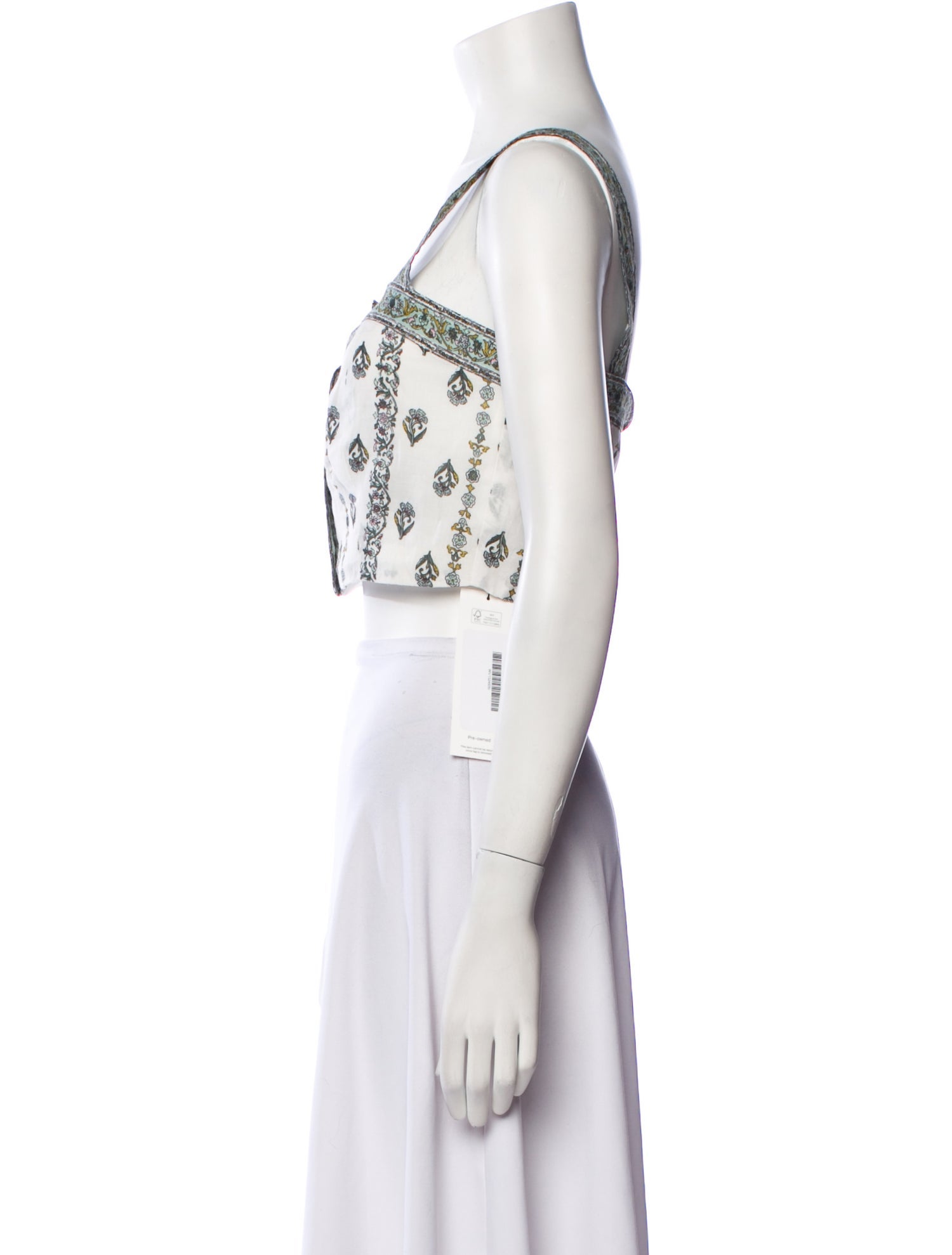 Veronica Beard Paisley Print Square Neckline Crop Top