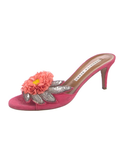 Veronica Beard Suede Floral Print Slides