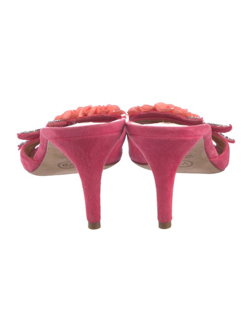 Veronica Beard Suede Floral Print Slides