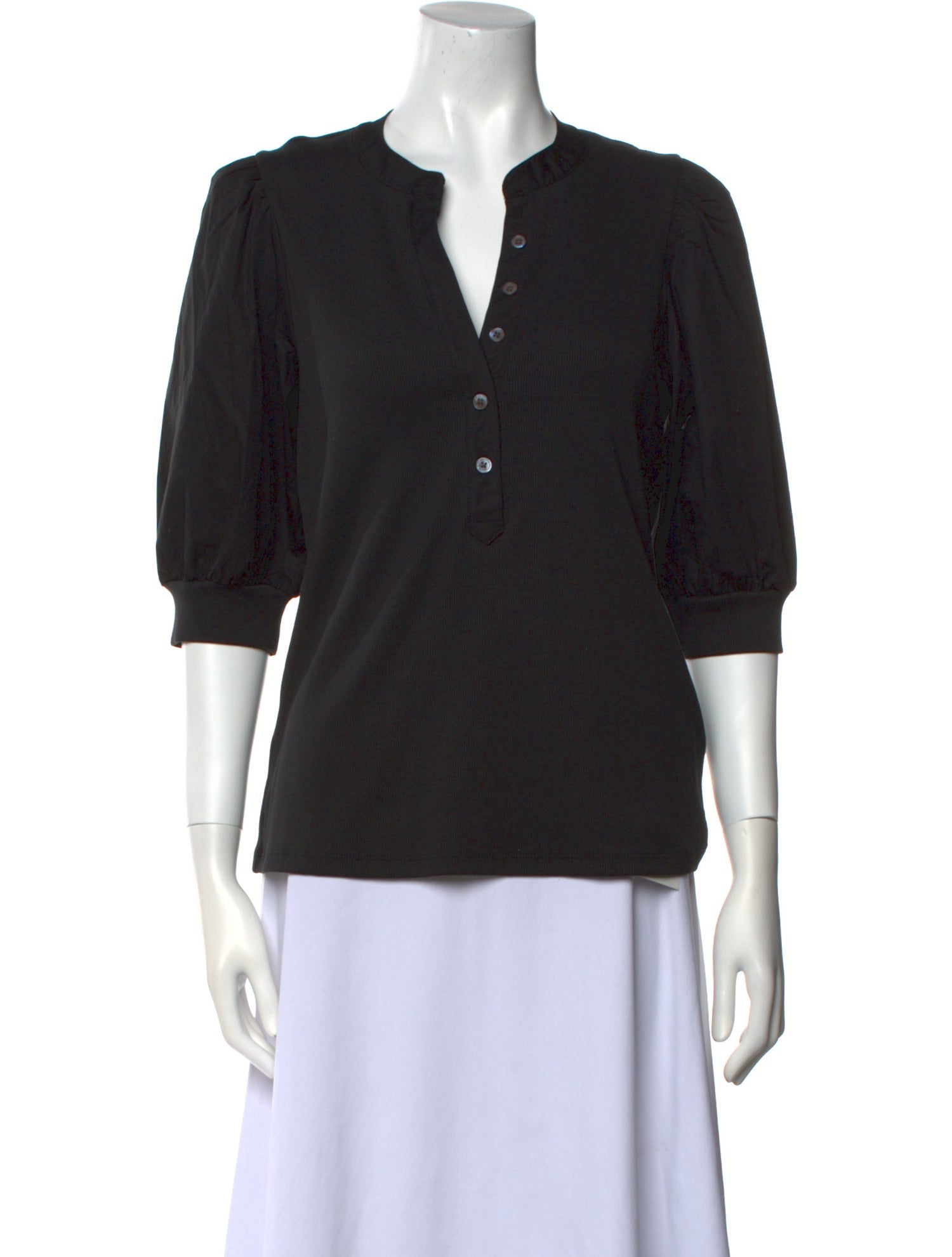 Veronica Beard V-Neck Three-Quarter Sleeve Polo