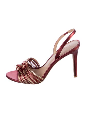 Veronica Beard Leather Striped Slingback Sandals