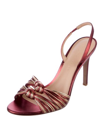 Veronica Beard Leather Striped Slingback Sandals