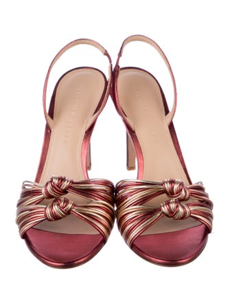 Veronica Beard Leather Striped Slingback Sandals