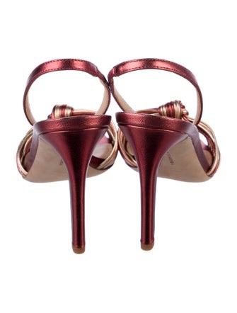 Veronica Beard Leather Striped Slingback Sandals