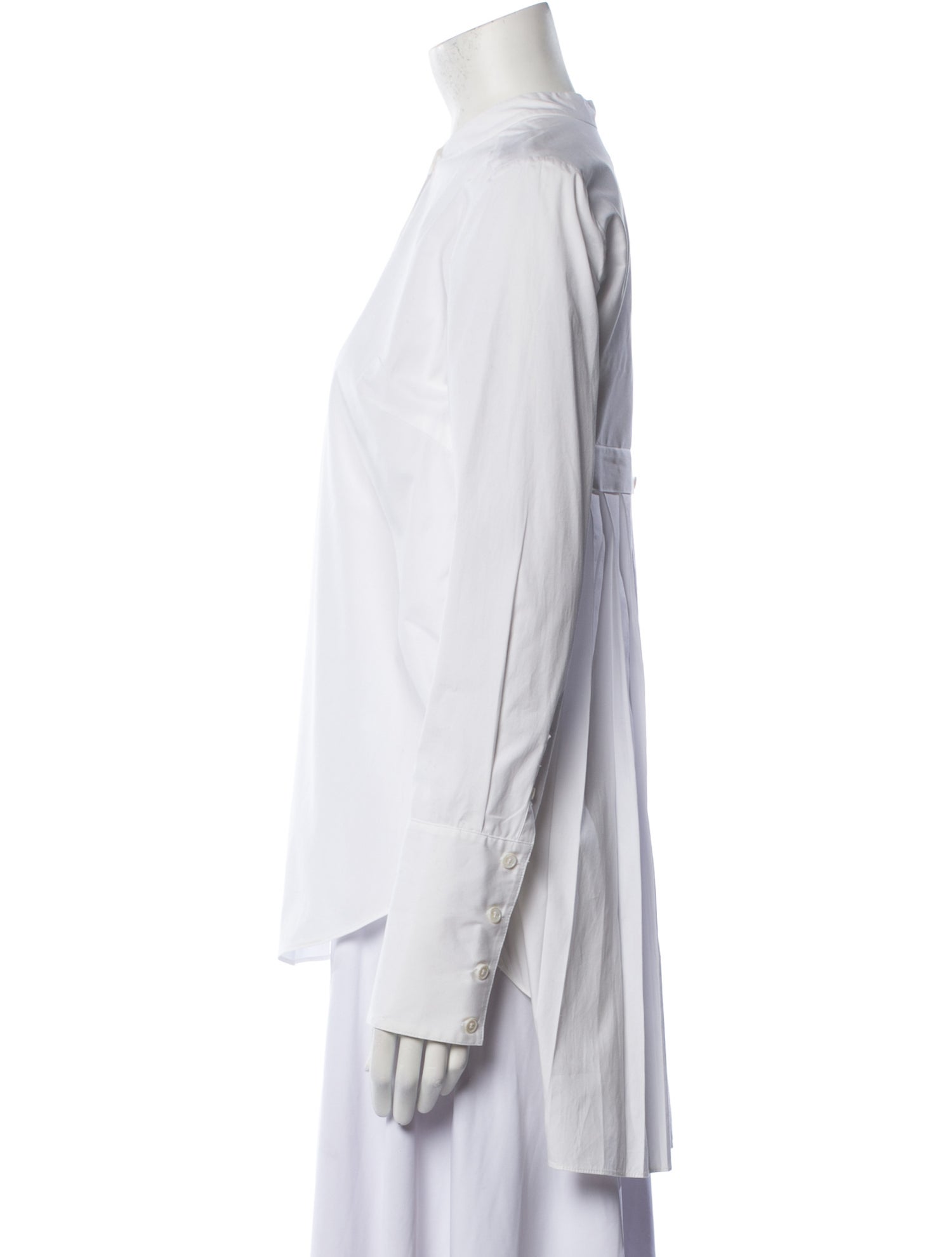 Veronica Beard Mock Neck Long Sleeve Button-Up Top