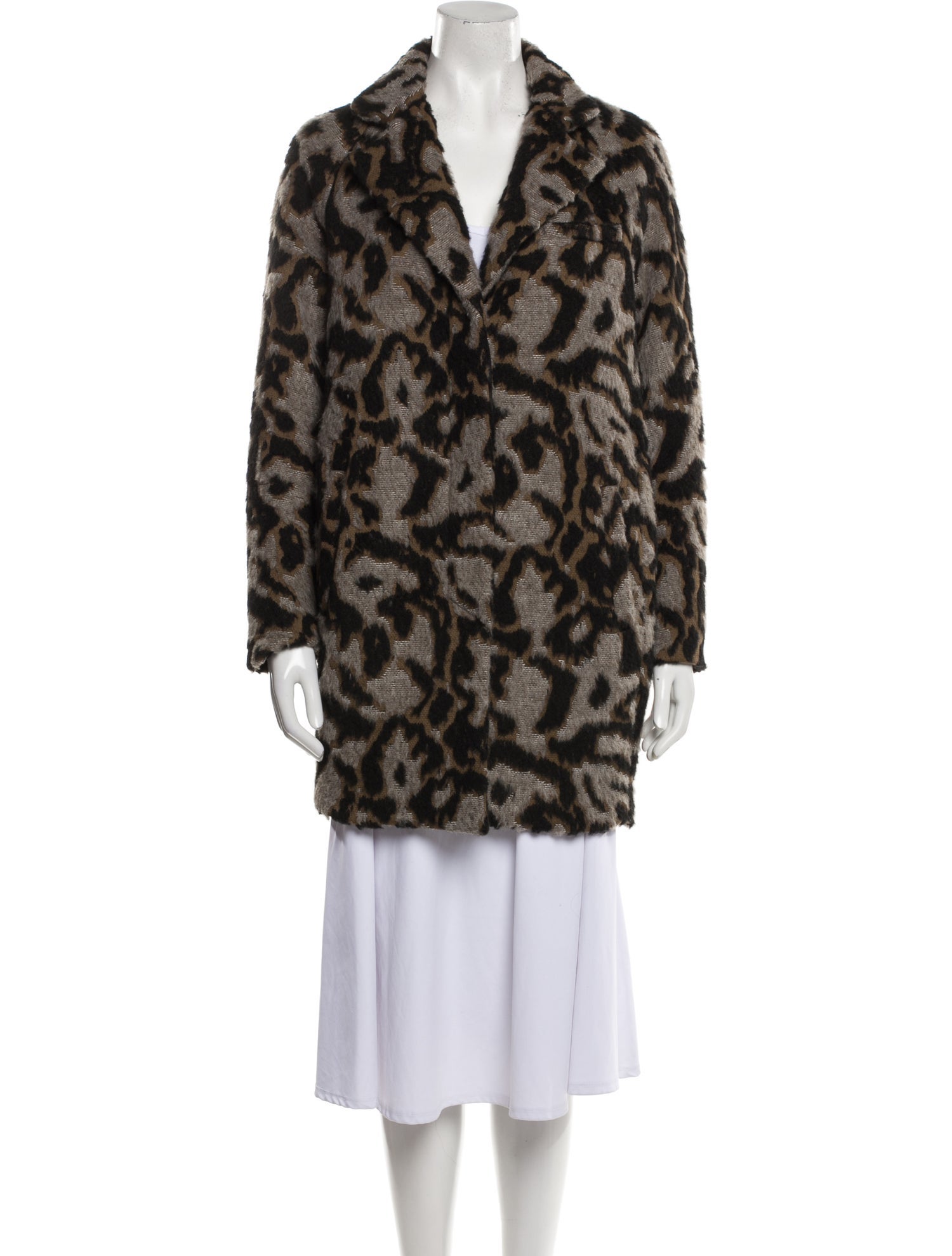 Veronica Beard Animal Print Faux Fur Coat