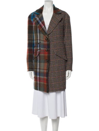 Veronica Beard Virgin Wool Plaid Print Coat