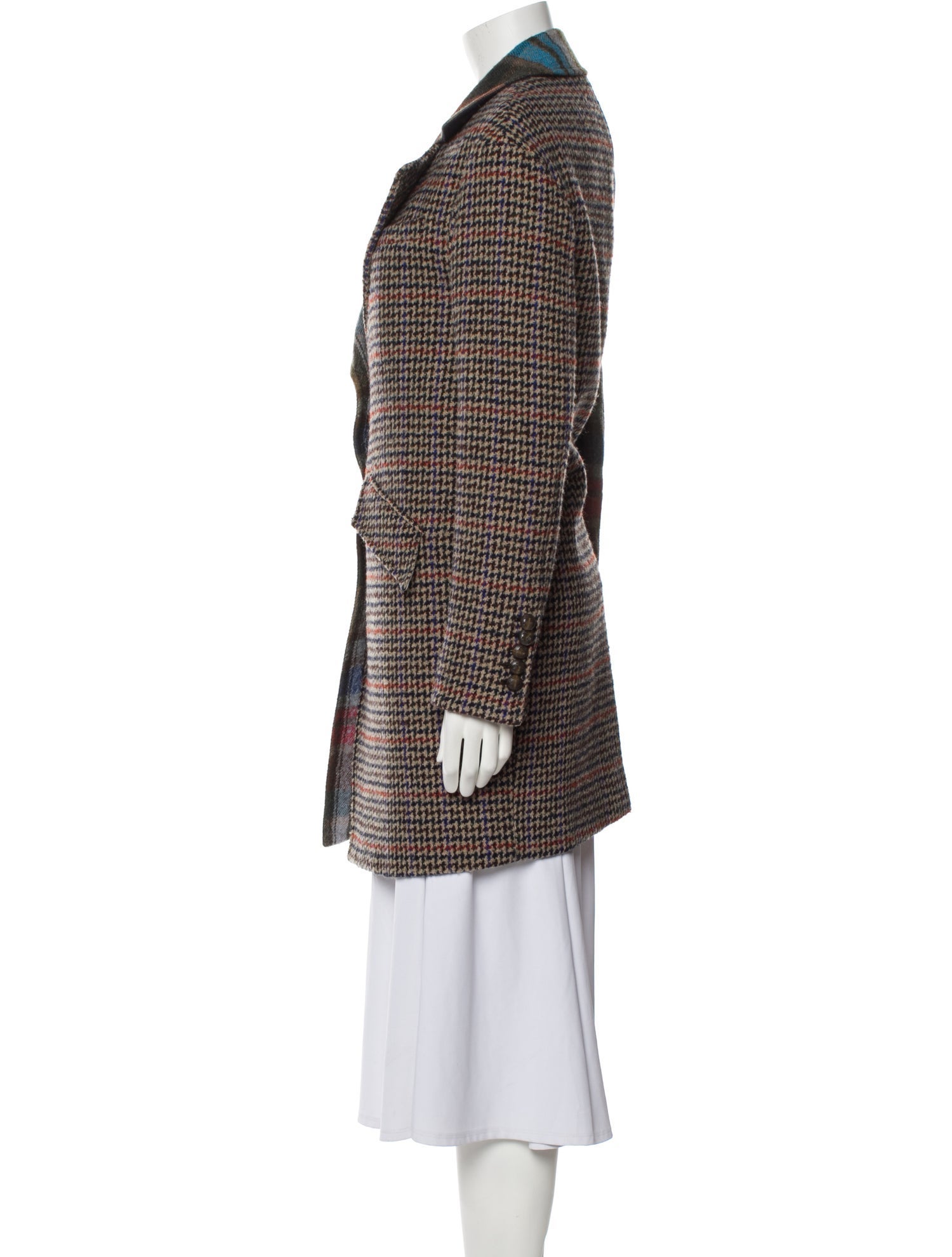 Veronica Beard Virgin Wool Plaid Print Coat