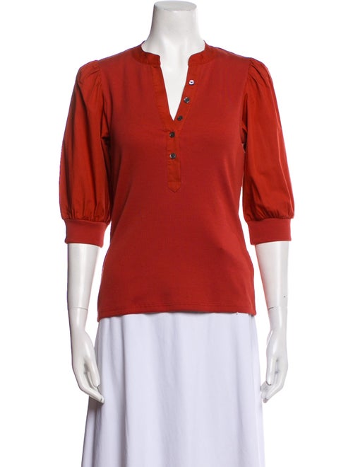 Veronica Beard V-Neck Three-Quarter Sleeve Polo