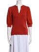 Veronica Beard V-Neck Three-Quarter Sleeve Polo