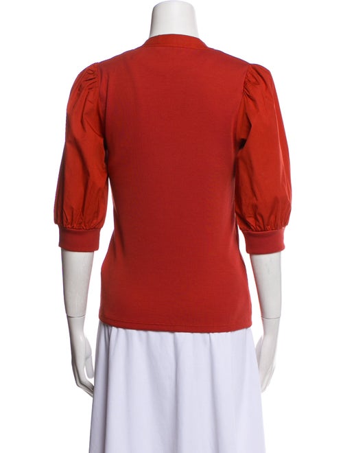 Veronica Beard V-Neck Three-Quarter Sleeve Polo