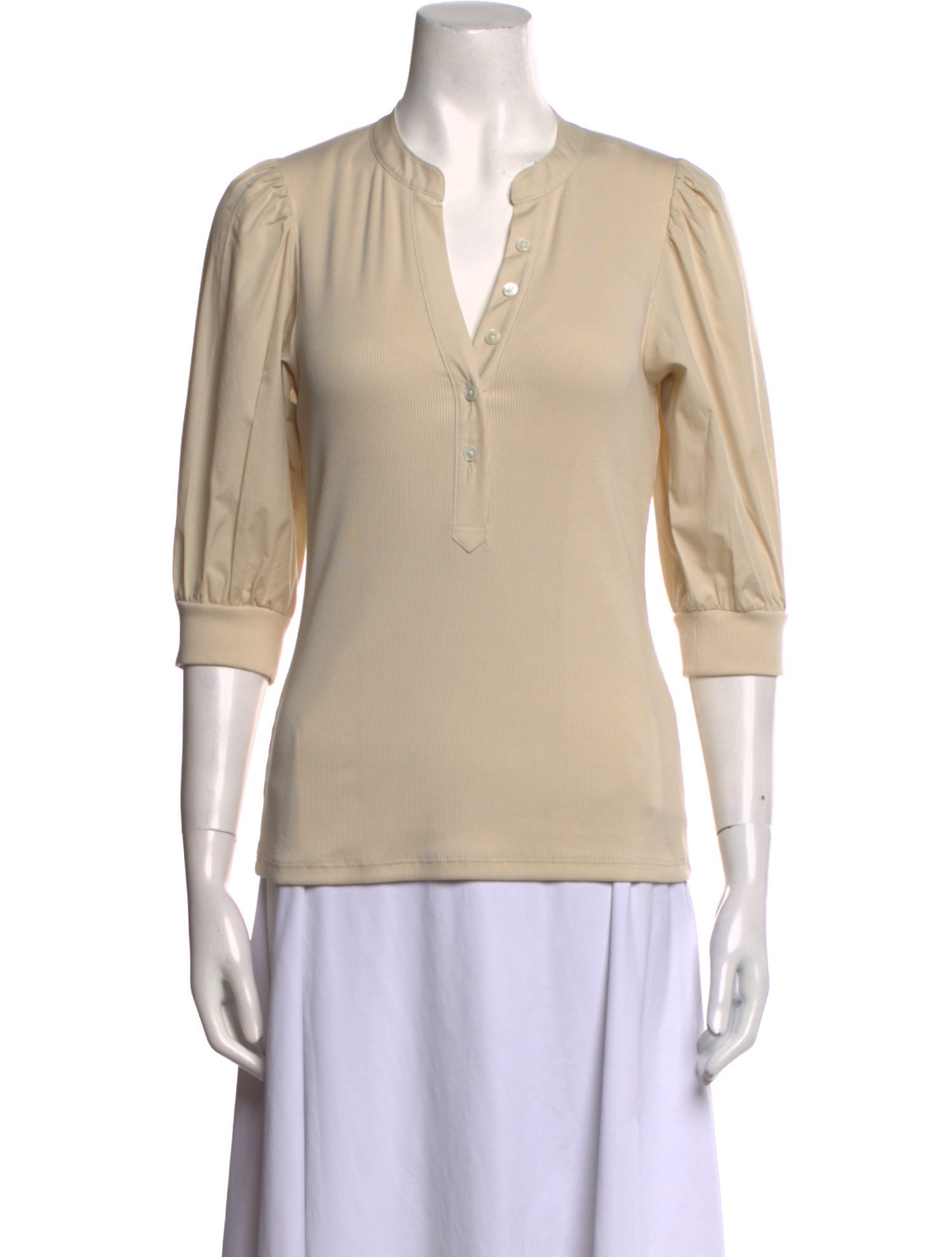 Veronica Beard V-Neck Three-Quarter Sleeve Polo