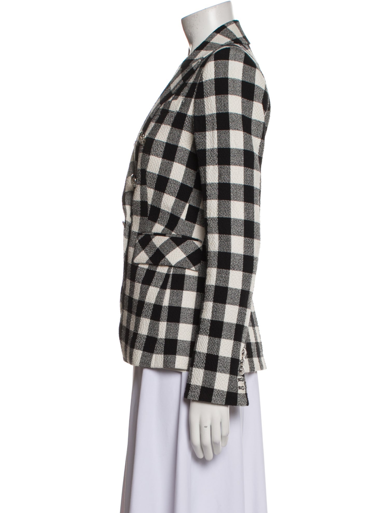 Veronica Beard Linen Plaid Print Blazer