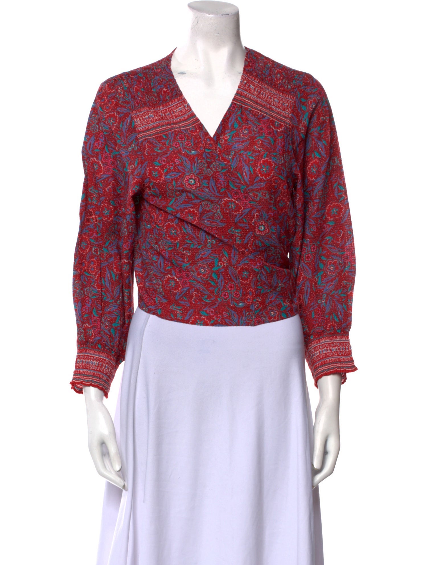 Veronica Beard Printed V-Neck Crop Top w/ Tags