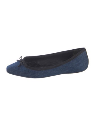 Veronica Beard Denim Bow Accents Ballet Flats