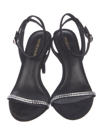 Veronica Beard Suede Crystal Embellishments Sandals