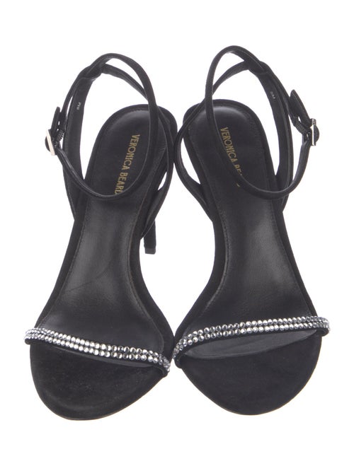 Veronica Beard Suede Crystal Embellishments Sandals