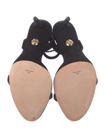 Veronica Beard Suede Crystal Embellishments Sandals