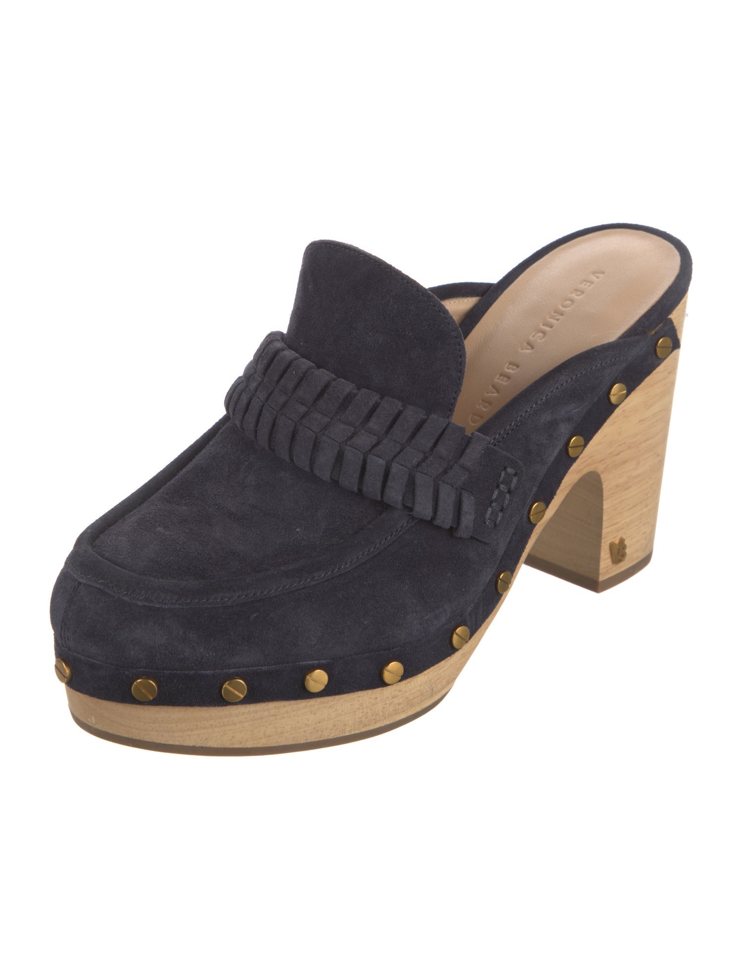 Veronica Beard Suede Colorblock Pattern Mules