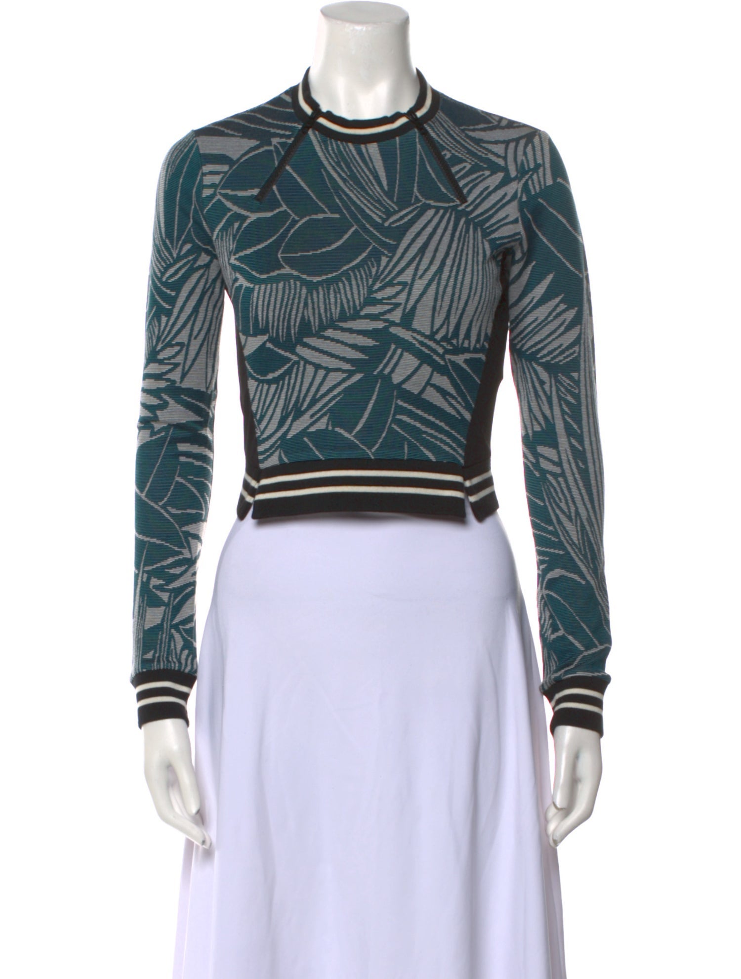 Veronica Beard Printed Crew Neck Crop Top