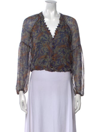 Veronica Beard Silk Paisley Print Crop Top