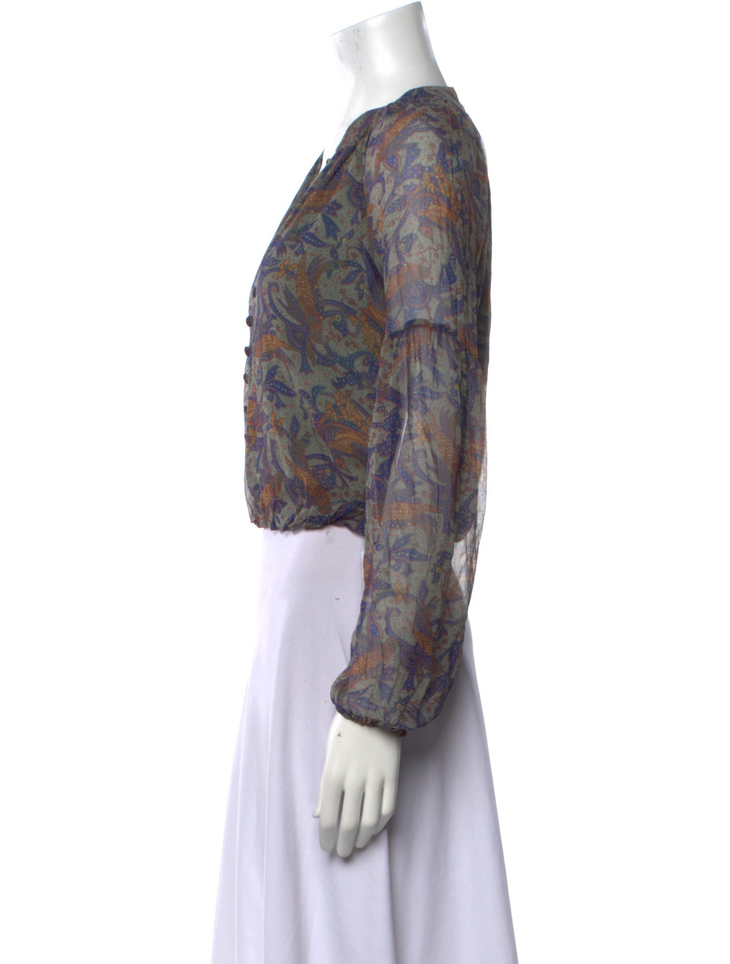 Veronica Beard Silk Paisley Print Crop Top