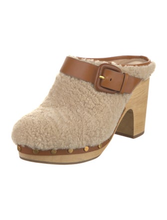 Veronica Beard Shearling Studded Accents Mules