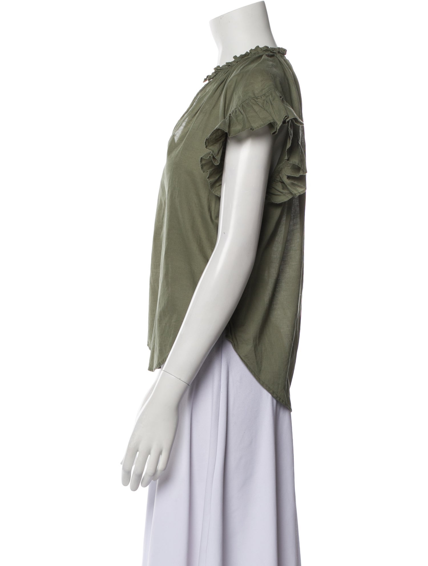 Veronica Beard V-Neck Short Sleeve Blouse