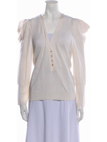 Veronica Beard Knitwear Merino Wool V-Neck Sweater L